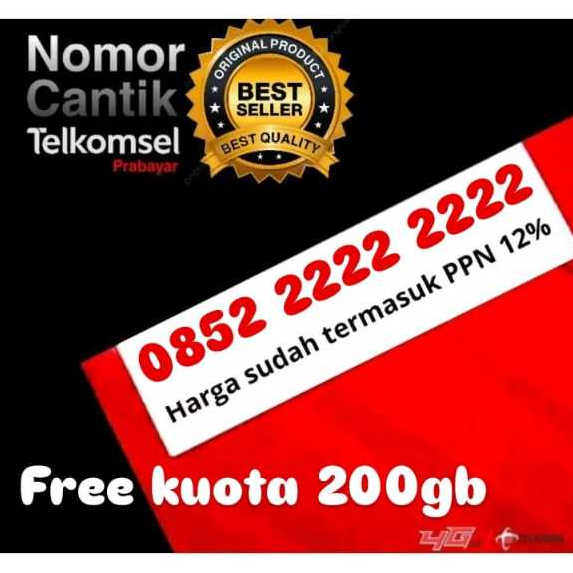 PROMO TERBATAS TELKOMSEL BISA (COD) NOMOR CANTIK TELKOMSEL 12 DIGIT BONUS KUOTA 200GB