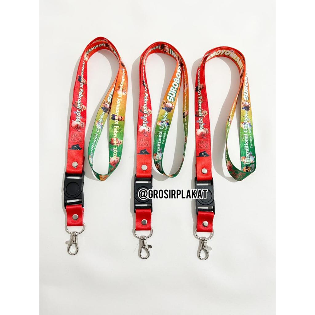 Tali Lanyard Sublim Print Custom Desain Press 2 Sisi Gantungan Name Tag Id Card Premium 2cm