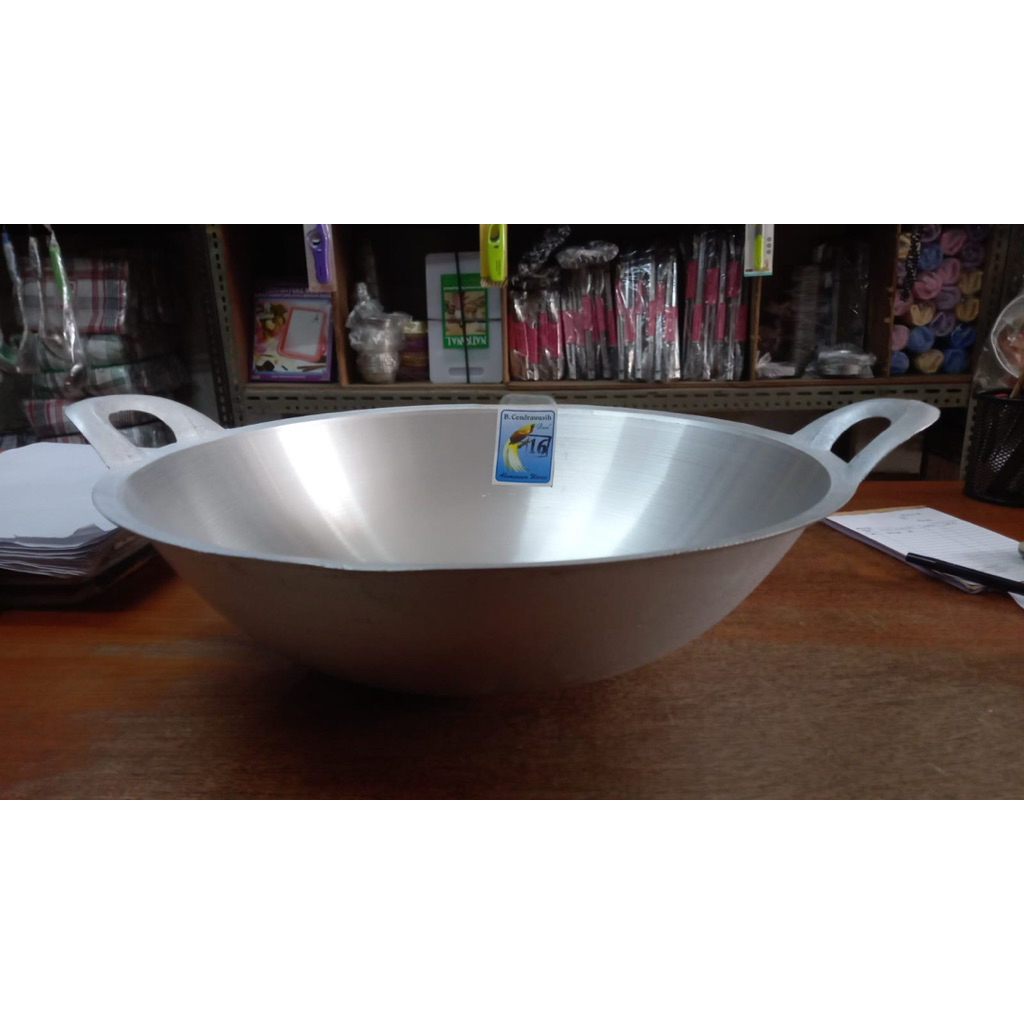 CENDRAWASIH WAJAN KUALI ALUMUNIUM TEBAL PENGGORENGAN JUMBO SUPER UK 16 DIAMETER 40 CM SNI AWET KUAT 