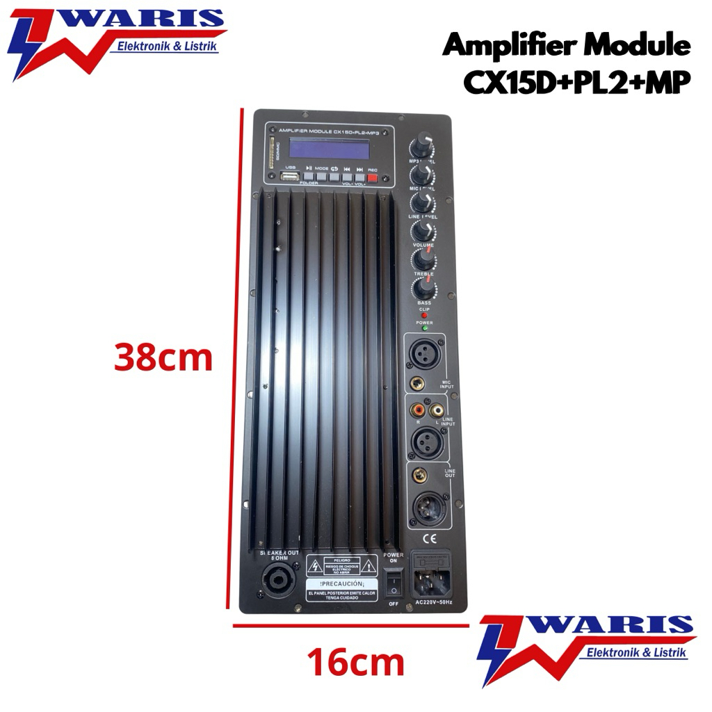 Power Kit Amplifier Speaker Aktif Rec USB Bluetooth 1000 Watt 16x38cm