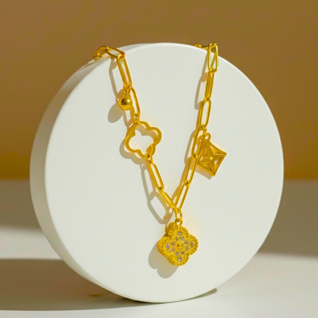 G235 Gelang Titanium Premium Wanita Lapis Emas 18 KGP