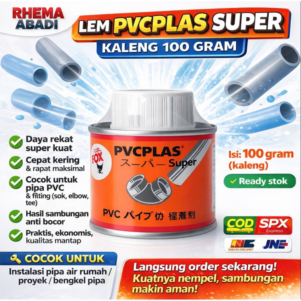 LEM PIPA PVCPLAS KALENG 100 Gram/Lem pralon kaleng