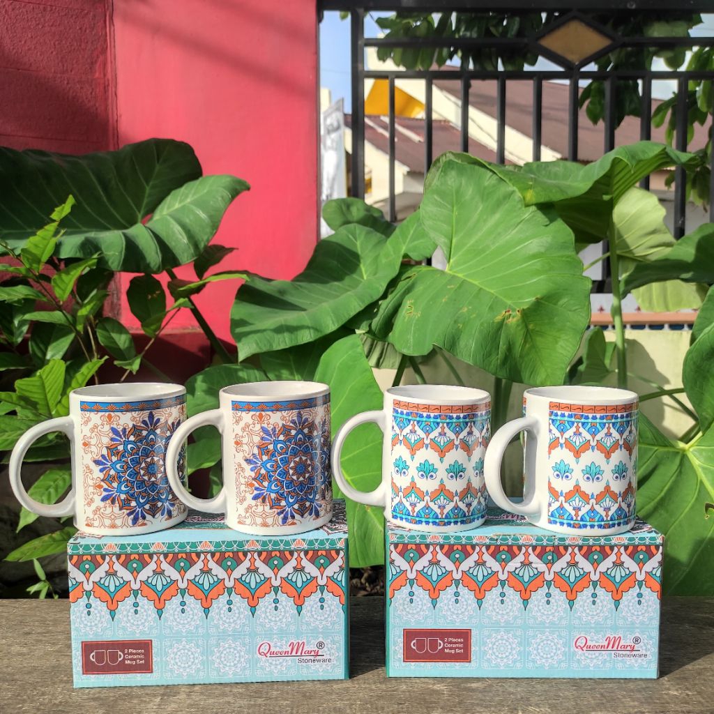 Gelas Couple/ Gelas Hampers/ Gelas Lebaran/ Gelas set 2 pcs/ Gelas Kaca Motif edisi lebaran