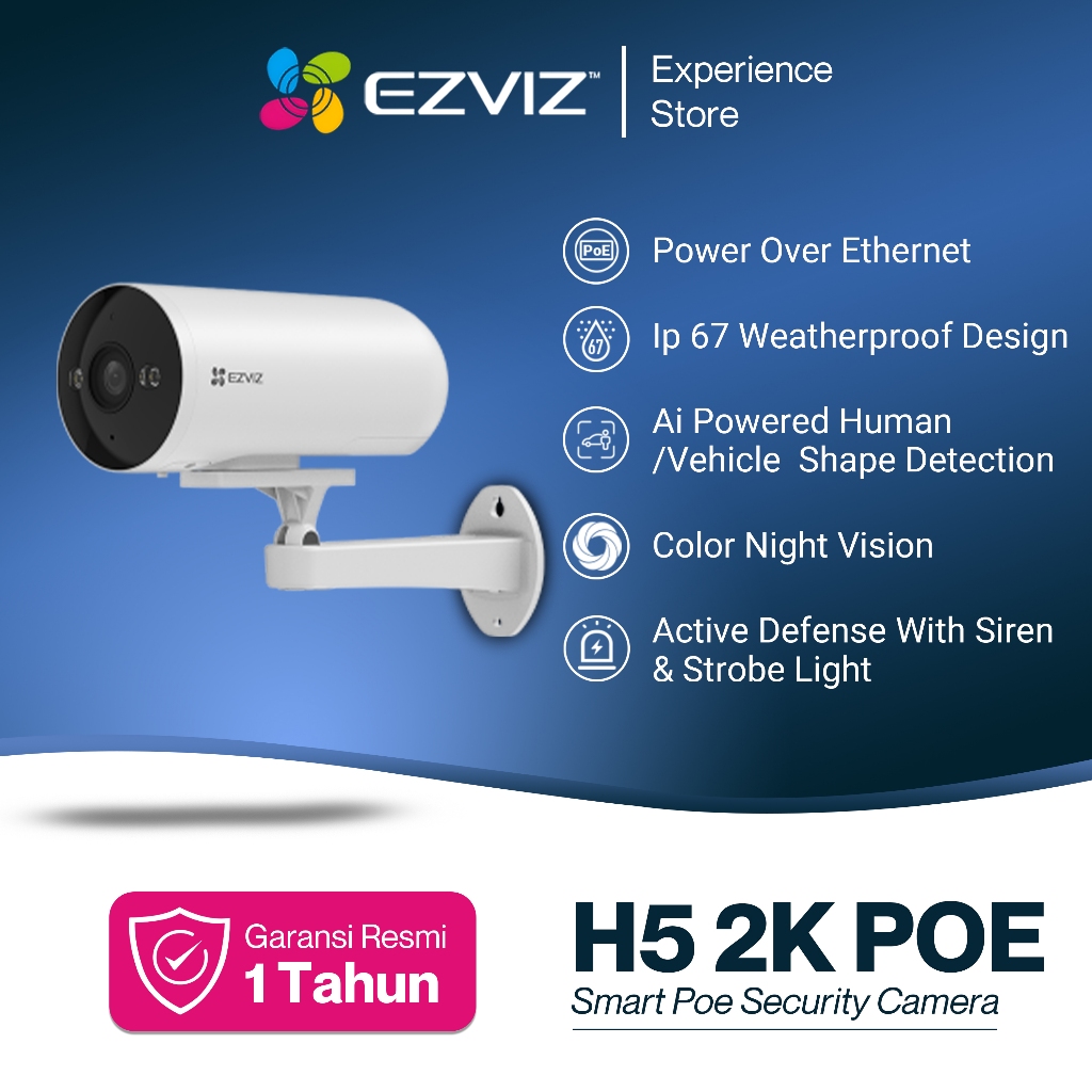 Ezviz H5 PoE 3MP Kamera Keamanan PoE Cerdas