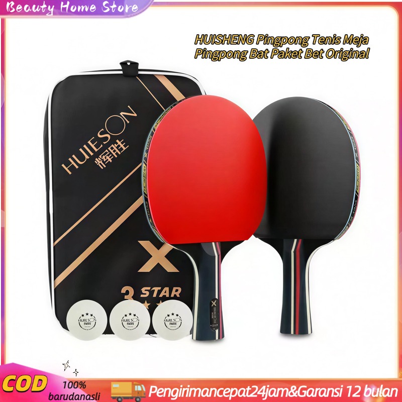 Original Pingpong Tenis Meja Set Raket Peregangan Premium Kayu Berkualitas Karet Tahan Lama Dua rake