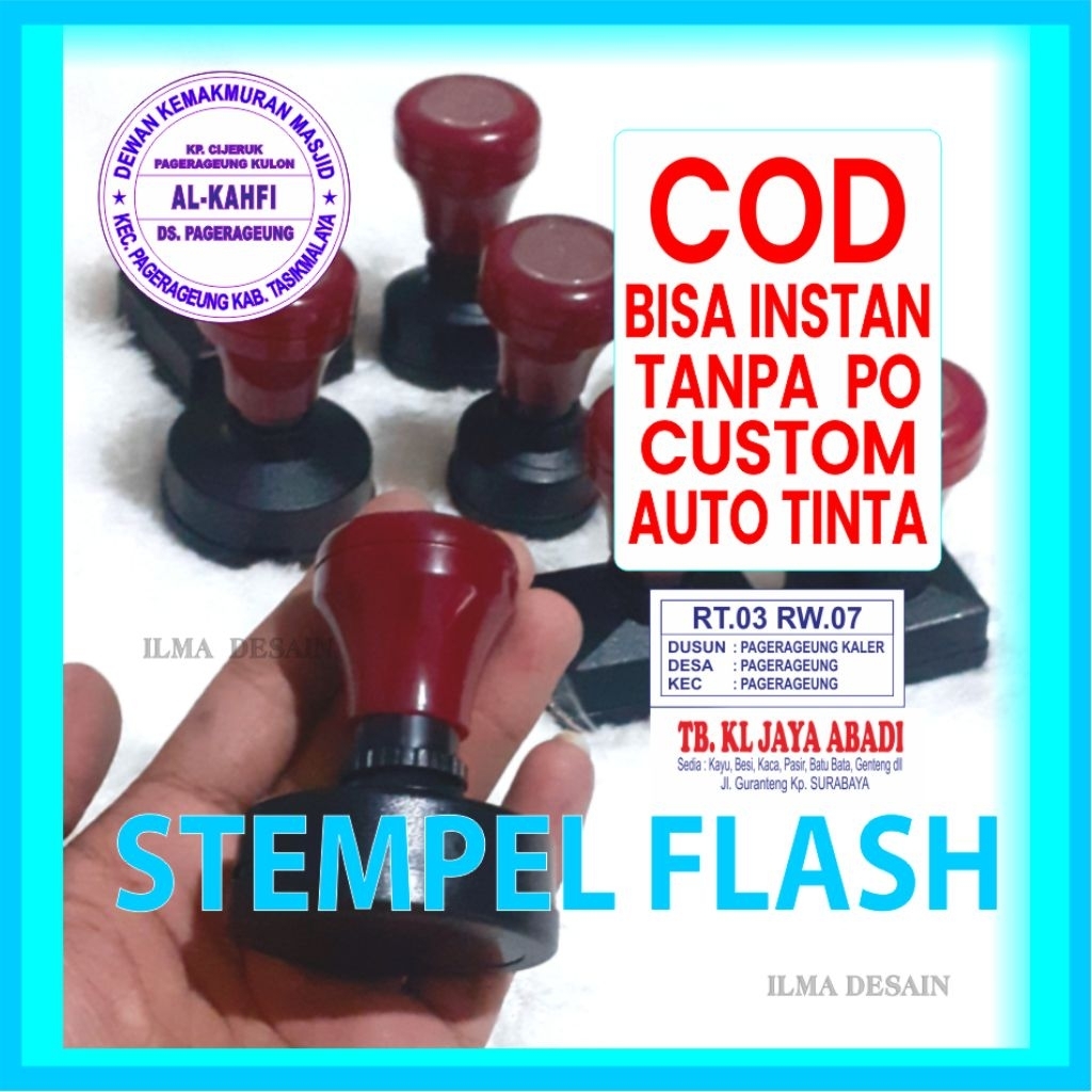Stempel flash kilat cap buat guru kantor toko dll