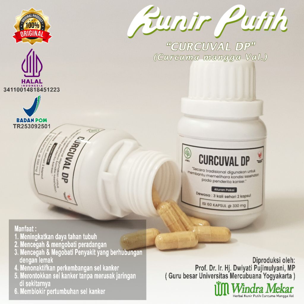 Kunir Putih Curcuval DP Windra Mekar | isi 60 kapsul