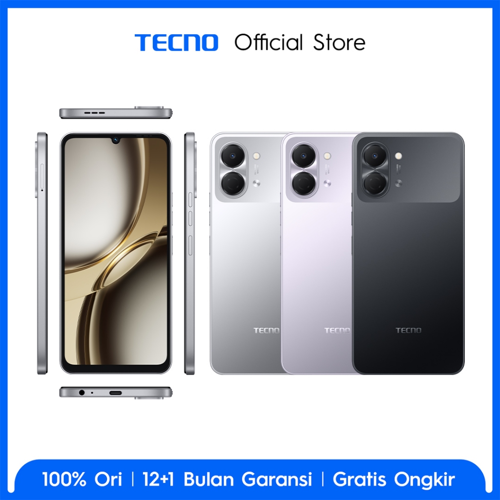 TECNO SPARK Go 3 4GB+4GB*/128GB, IP64, 6.75' HD+, 120Hz Smooth Display, 5000mAh, 15W* Charging, Freelink Communication, TECNO AI - sparkgo3 - Gambar 3
