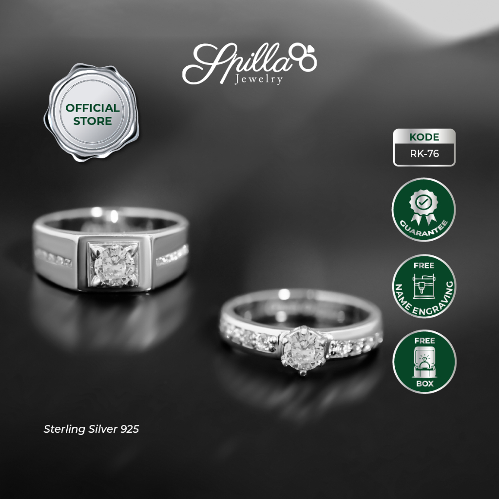 Spilla Jewelry RK-76 Cincin Tunangan Couple Perak (Silver 925)