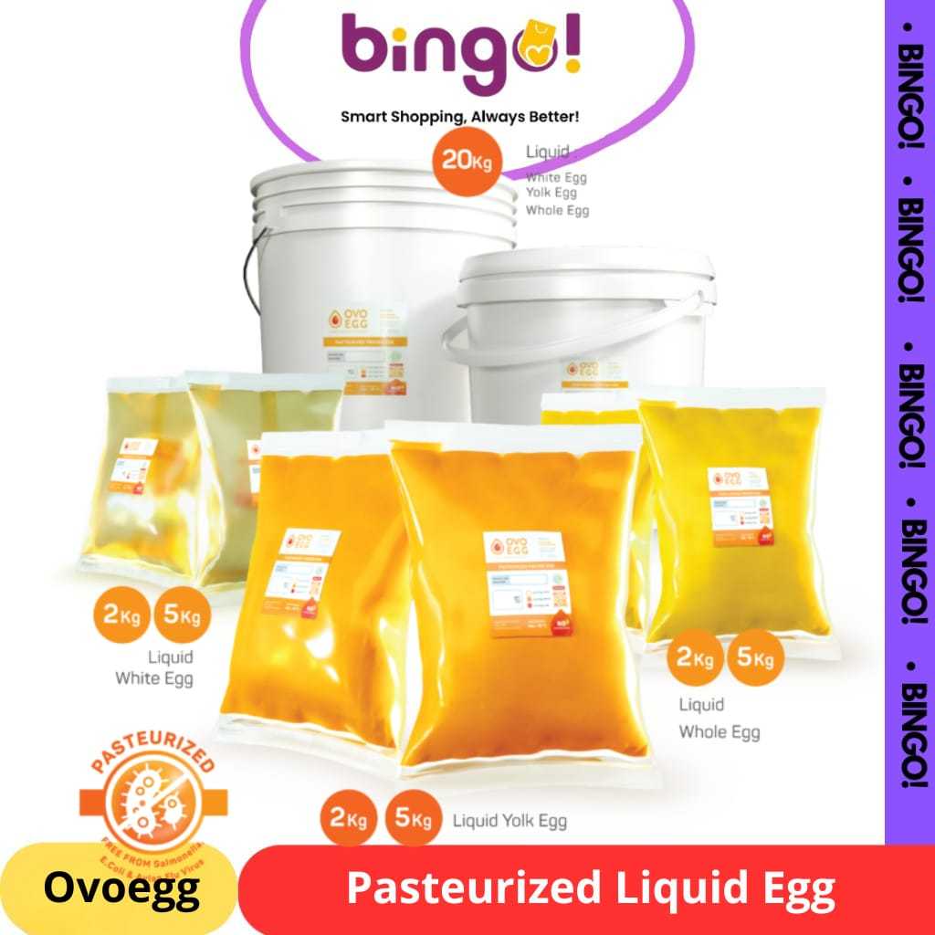 Ovoegg Pasteurized Liquid Egg / Telur Ayam Tanpa Cangkang | Putih Telur 2kg | Kuning Telur 2kg | Tel