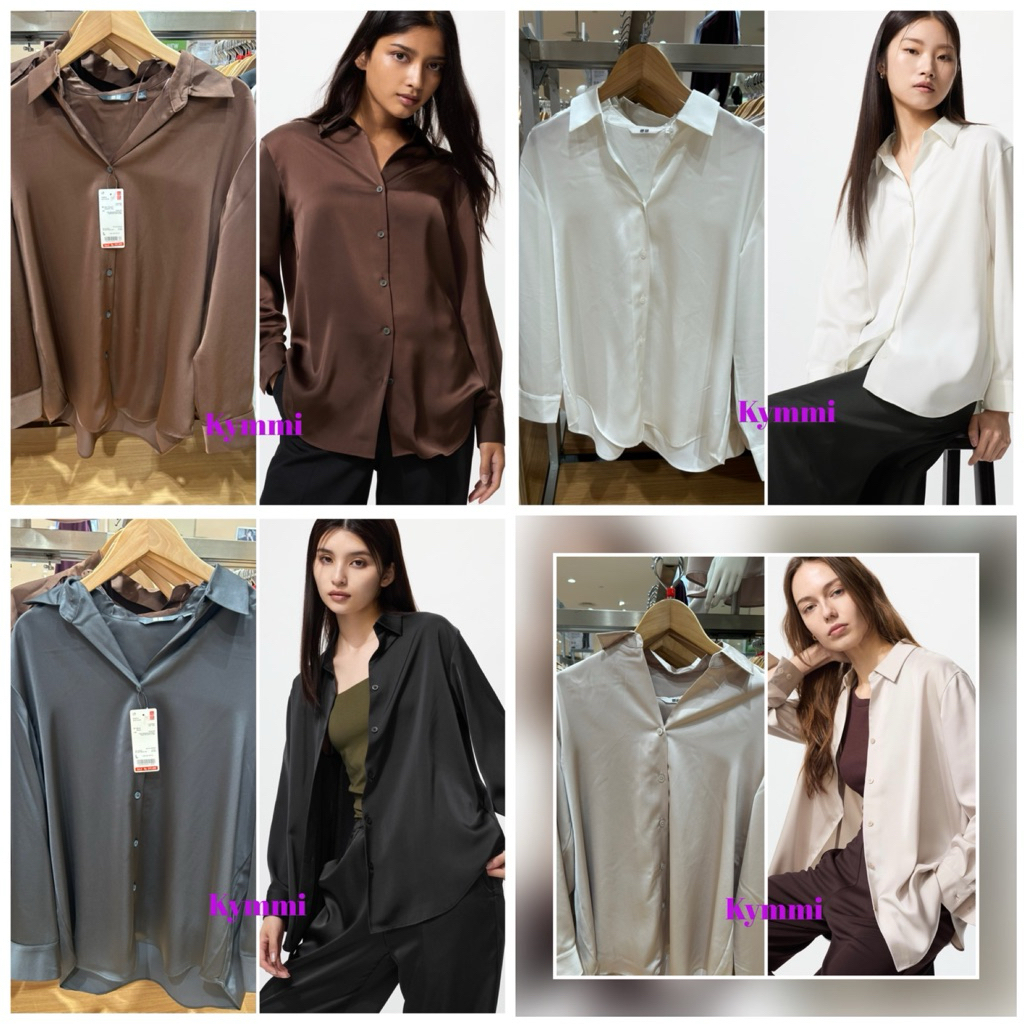 UNIQLO Satin Blouse Long Sleeve