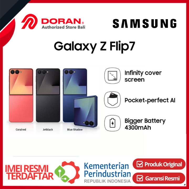 Samsung Galaxy Z Flip7 12/256GB 12/512GB Smartphone AI Hp Lipat Kamera 50MP 4300 mAh Z Flip 7 Garans