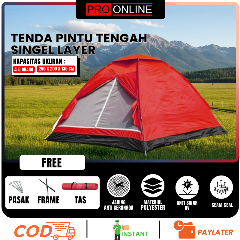 Tenda camping terpal kapasitas 4-5 orang - Tenda camuflase - Tenda army - tenda kemping terpal