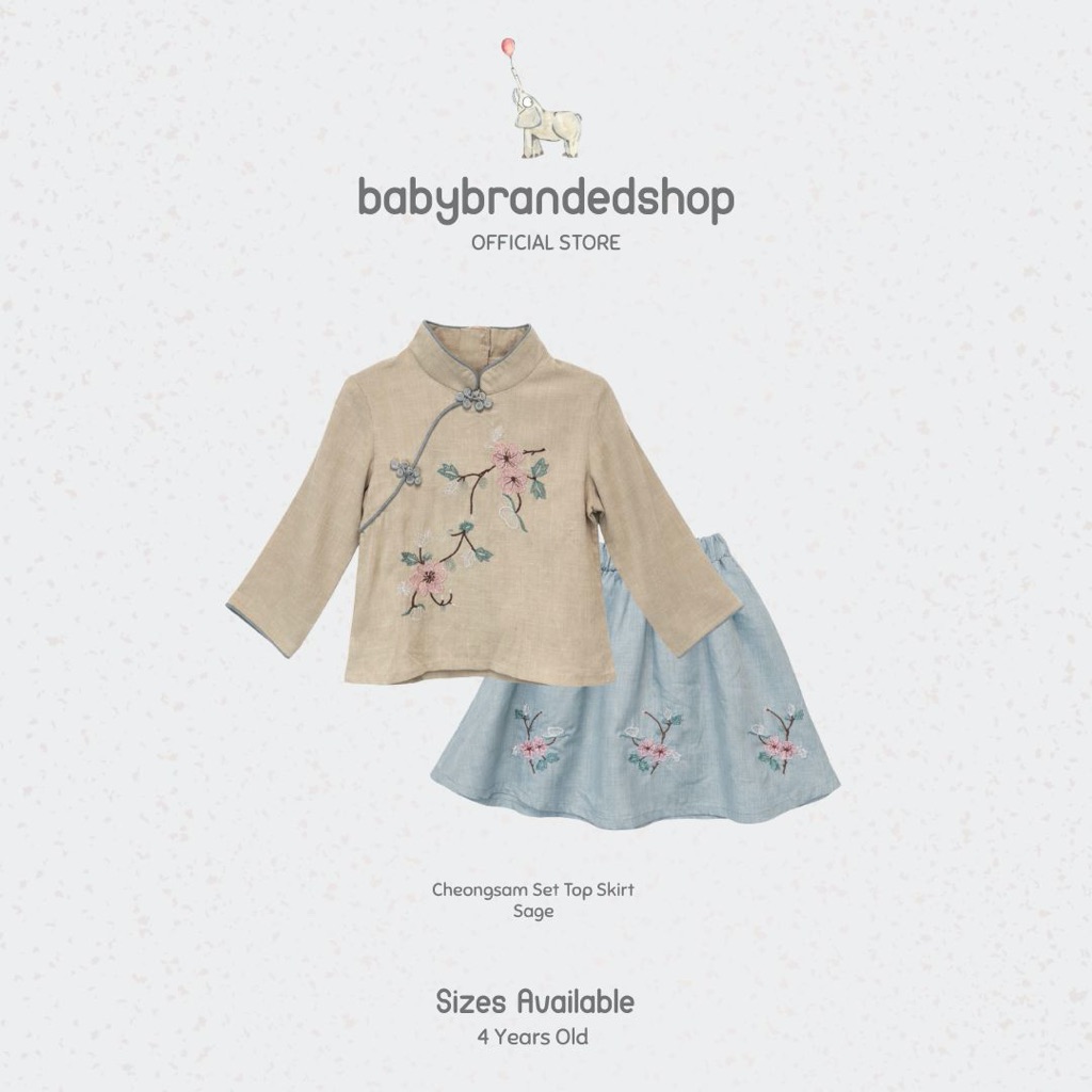 KEKEYO Cheongsam Set Top Skirt | Set Baju Anak | 4Y