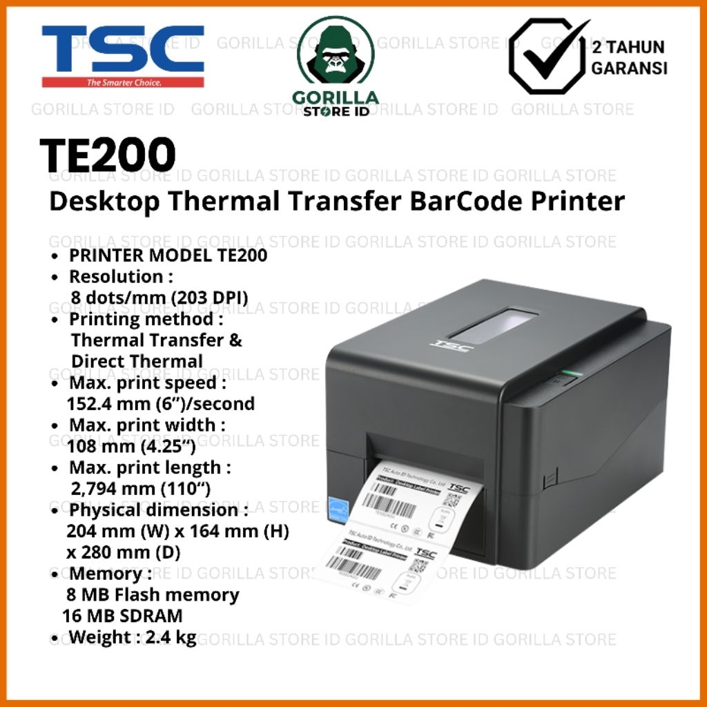 TSC TE200 Printer Barcode Desktop Thermal