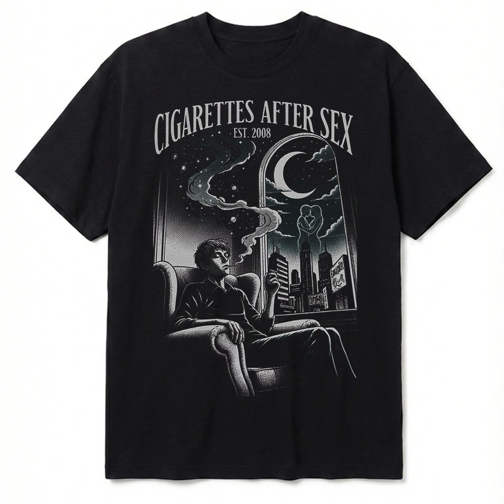 Cigarettes After Sex Band Merch / Graphic Tees Raster 24s Black Relaxed-Fit Asian Size