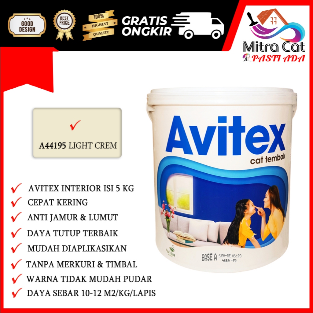 AVITEX 5KG CAT TEMBOK INTERIOR TINTING  A44195 LIGHT CREAM