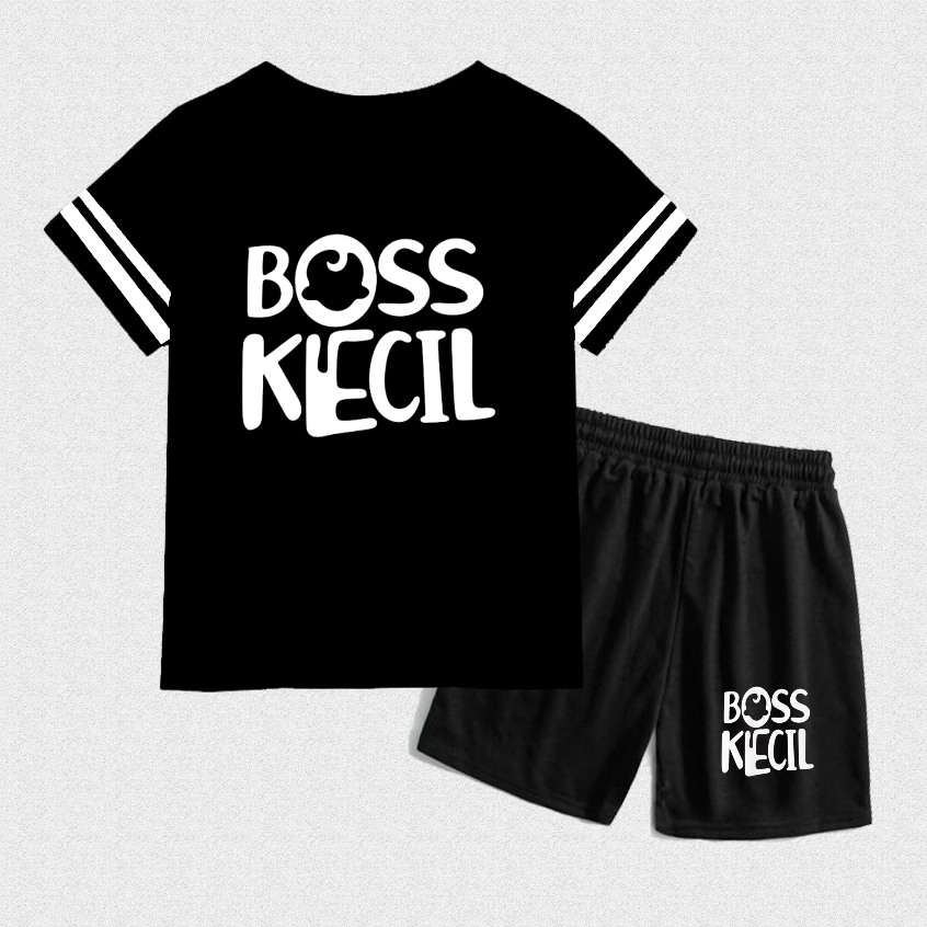 Setelan Kaos Lengan Pendek Anak Cowok Cewek Usia 1-9Thn Baju Anak Laki-Laki Karakter Boss Kecil Terb