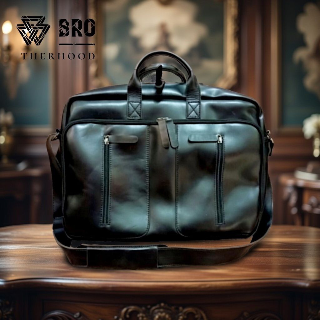 tas selempang laptop kulit sapi dengan ekstra tempat file TSB27