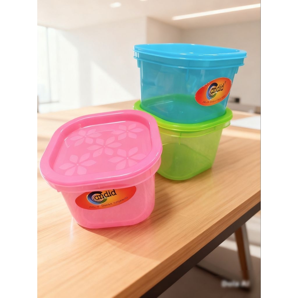 Toples Plastik Kotak 500ml - Warna Ceria, Serbaguna, Praktis