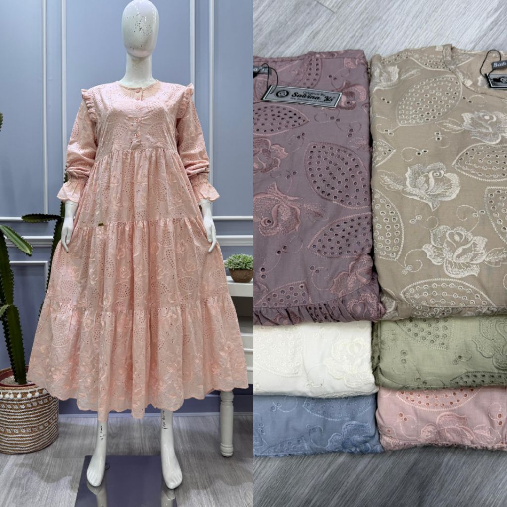 salvina midi katun bordir bolong exlusive