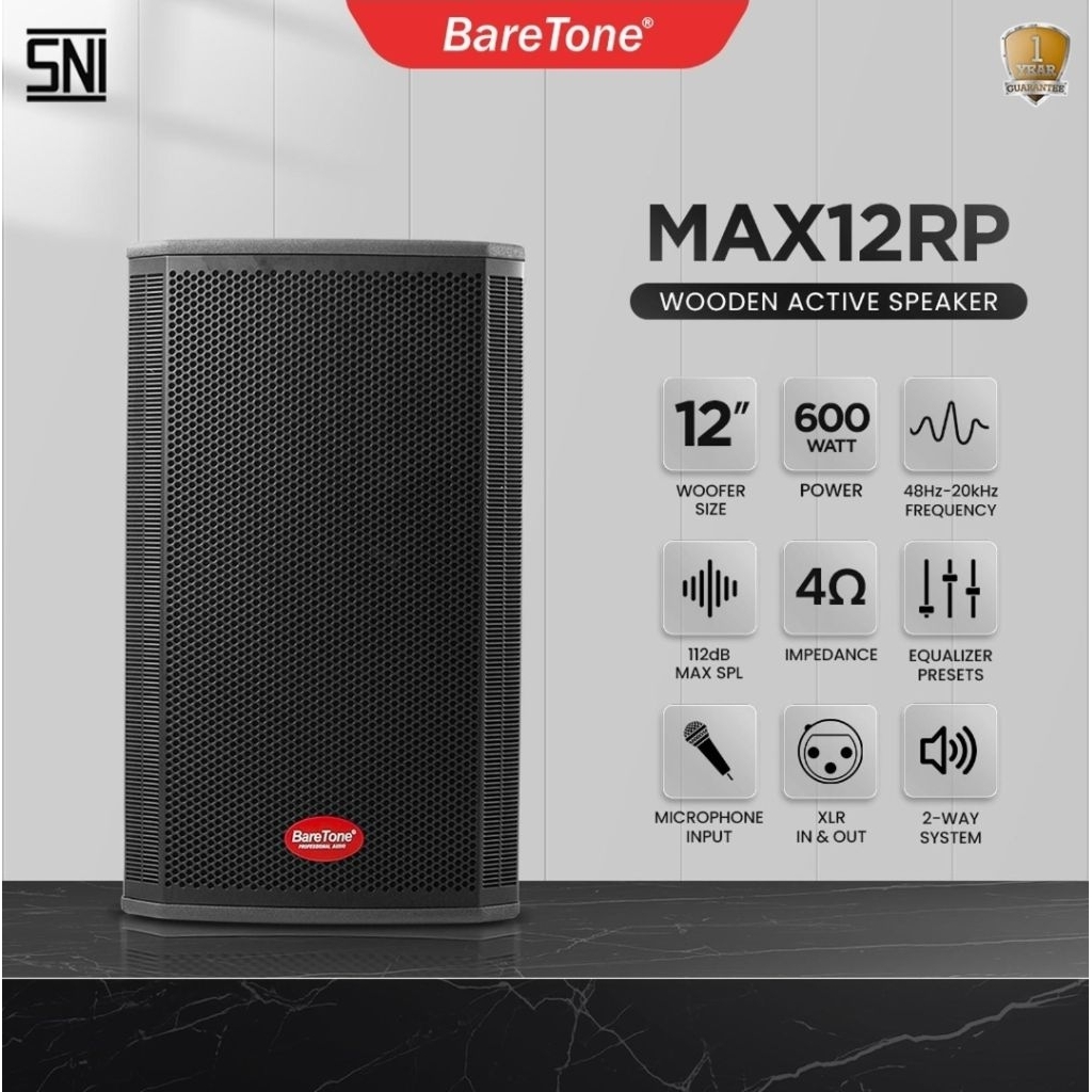 Speaker Aktif Kayu Baretone 12 inch max 12rp Sound system Aktive MAX12RP