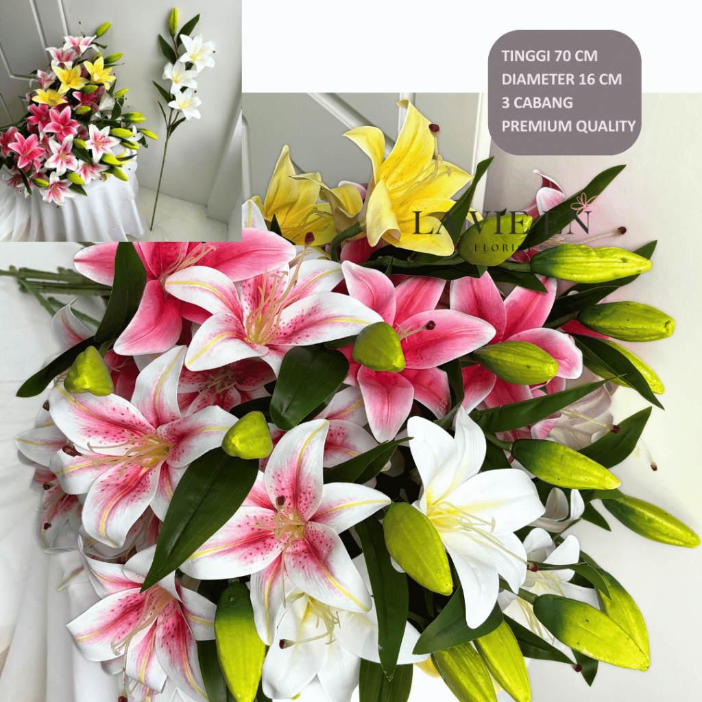 Naysila Naymila Bunga Lily Tiger Latex Real Touch Super Premium Casablanca Lily Artificial Flower 4