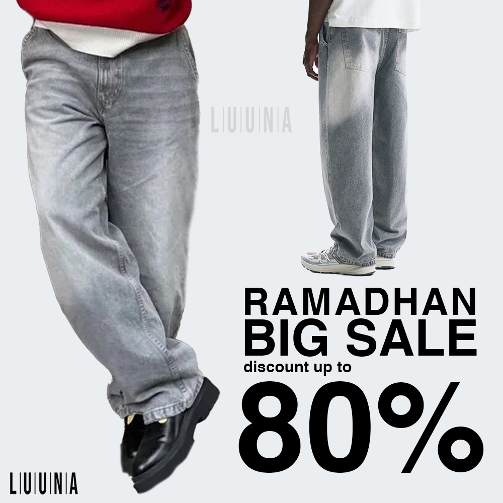 [SALE] Luunashop Celana Jeans Pria Bershka Men Faded Skater Jeans Grey
