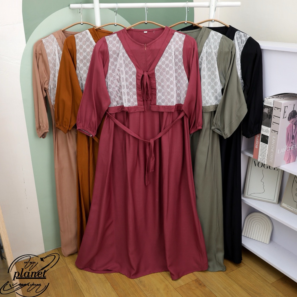 GAMIS BROKAT ROMPI ANAK PEREMPUAN TANGGUNG BAHAN ADEM RAYON HITAM PEACH MAROON ABU BUSANA MUSLIM ANA