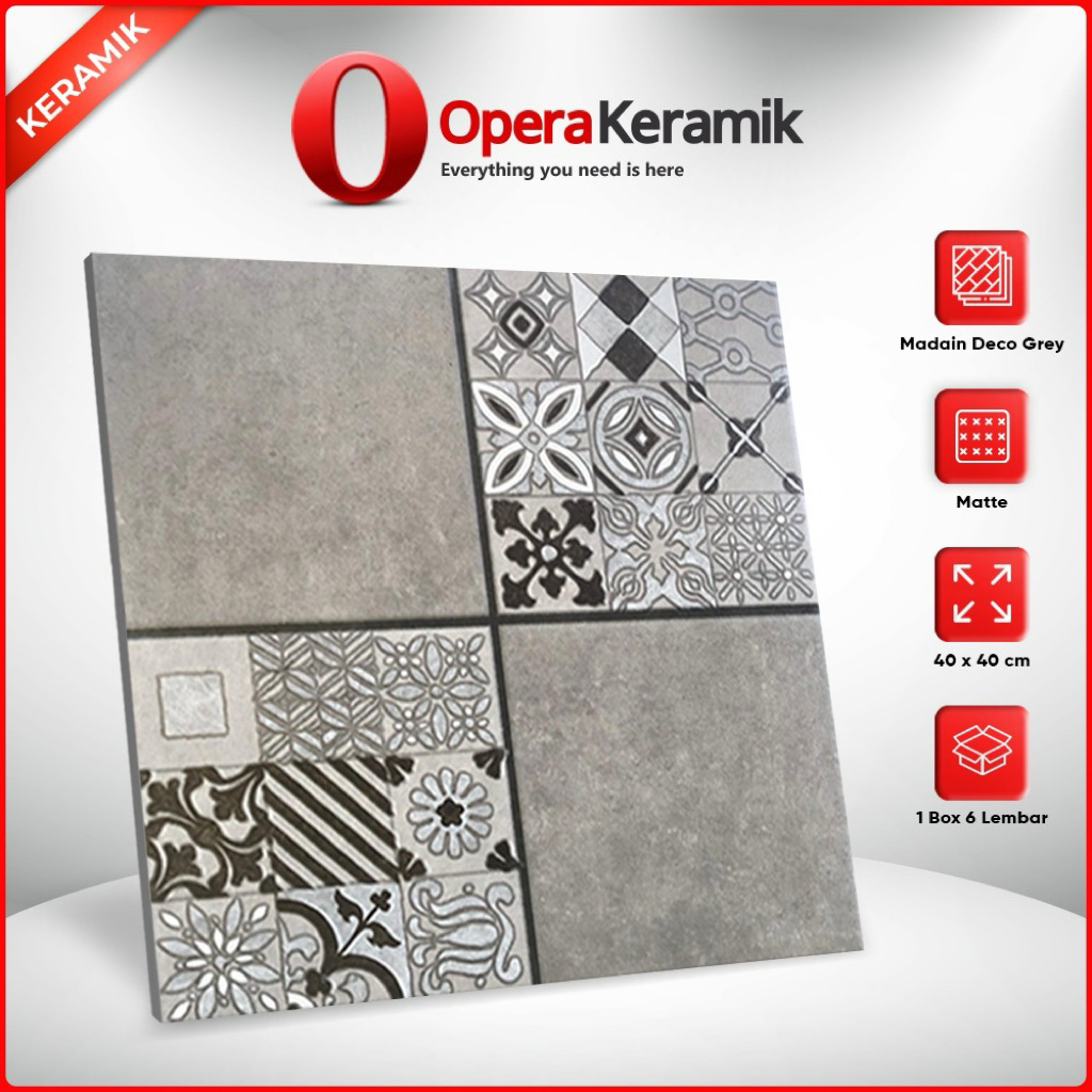 Keramik Motif Batik 40x40 Madain Grey