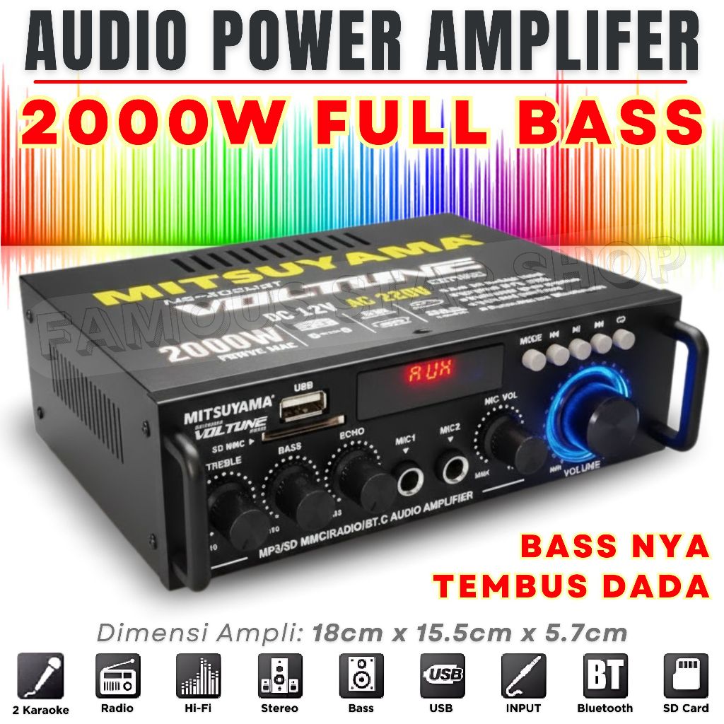 Amplifier Daya 2000W Full Bass MITSUYAMA VOLTUNE MS-4020 Audio Penguat Suara Full Bass Treble | Ampl