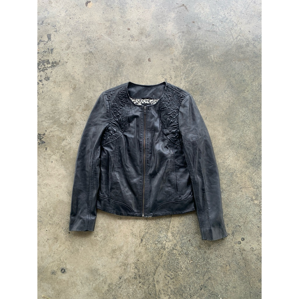 Vintage Naf Naf By Issey Miyake Black Leather Jacket