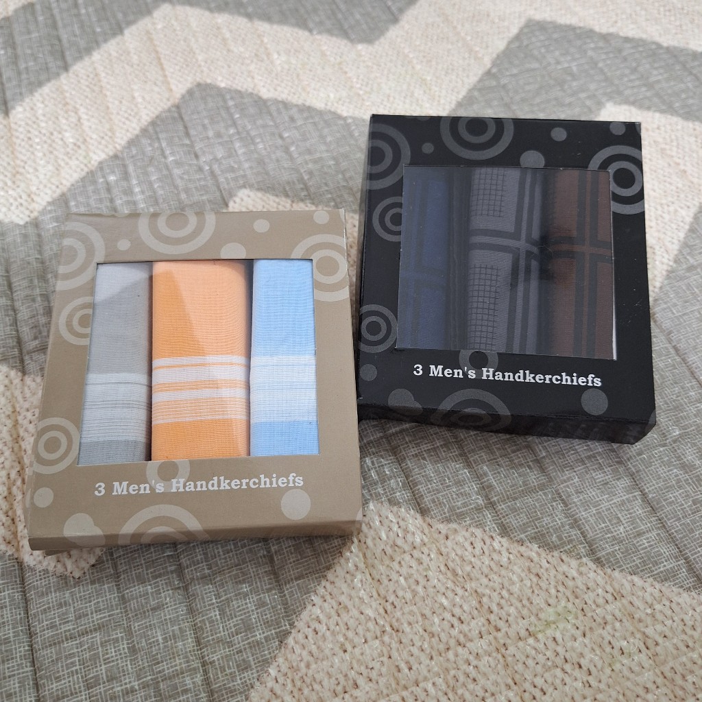 3 Pcs Sapu Tangan Pria Katun Premium Modis