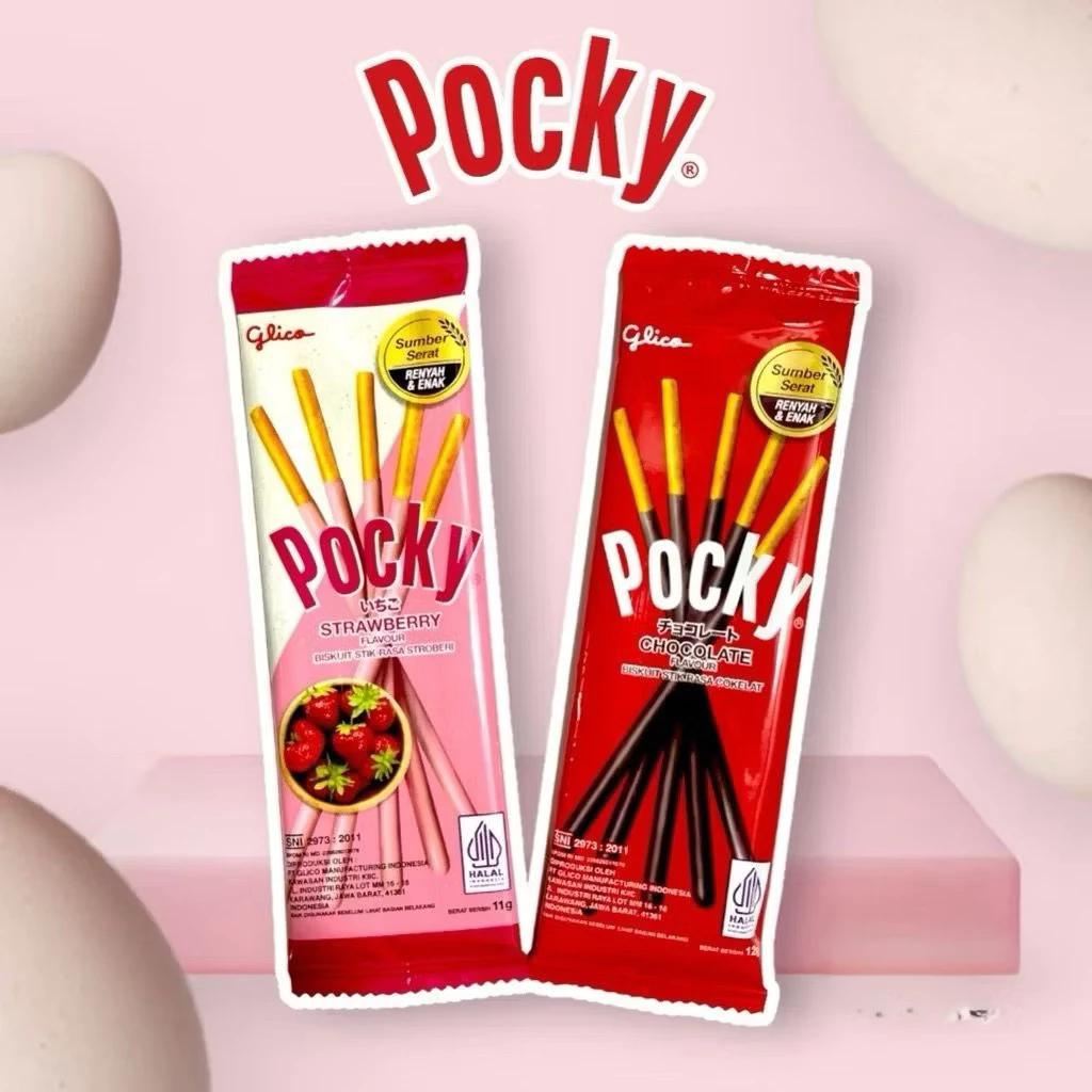 POCKY COKLAT & STRAWBERRY / POCKY SACHET 1 BOX ISI 12 SACHET