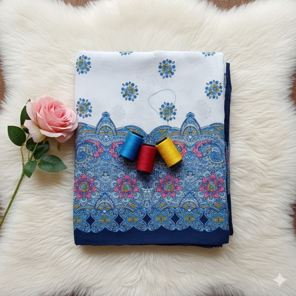 Kain Bahan Sifon Ceruty Motif Panel Etnik Mewah - Ceruti Babydoll Meteran Premium Bahan Gamis Khimar