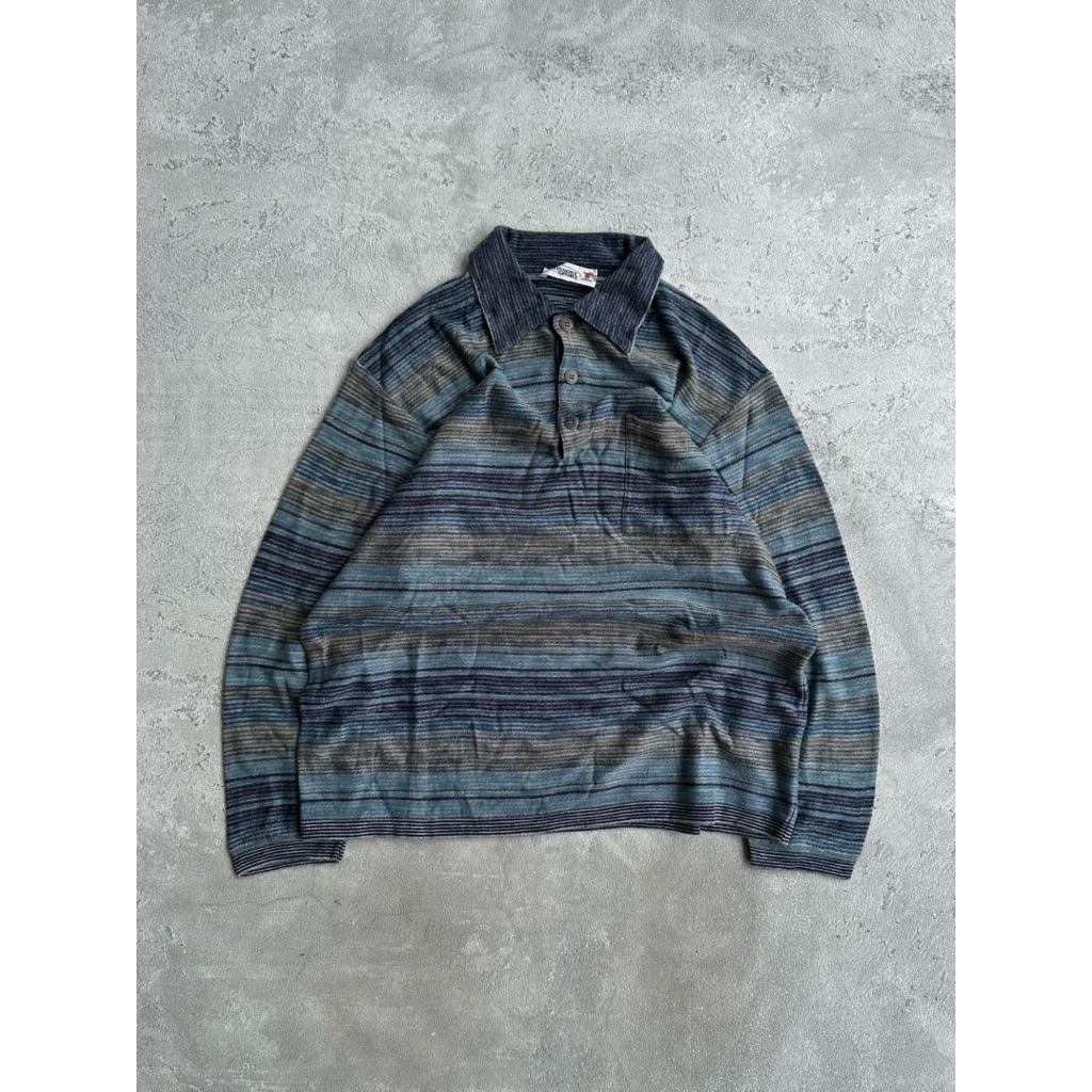Missoni Sport knitwear vintage half button pattern grandpa sweater old money fashion jumpers streetw