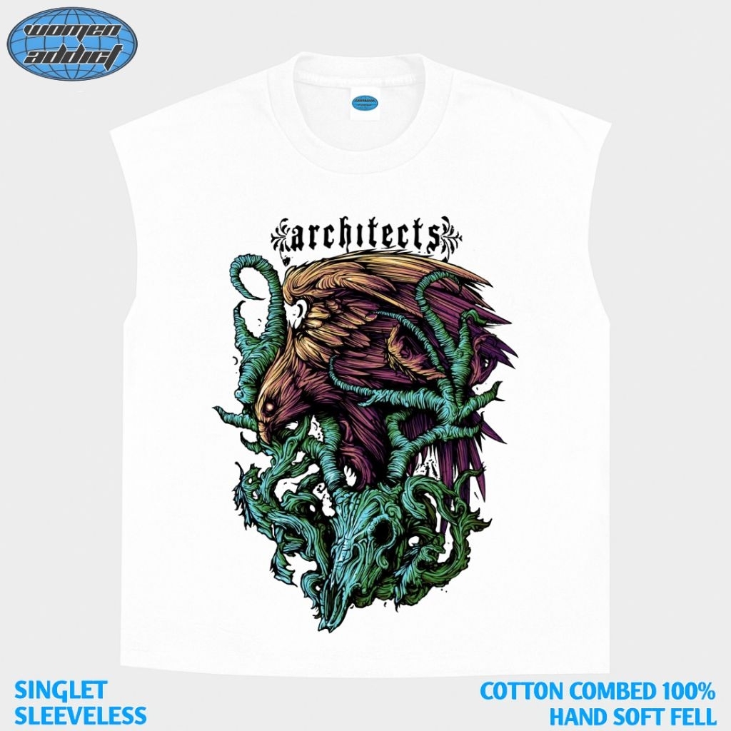 KAOS BAJU SINGLET ARCHITECTS | SINGLET PUTIH | SINGLET BAND | KAOS BAND | BAND METAL | LEKBONG PRIA 