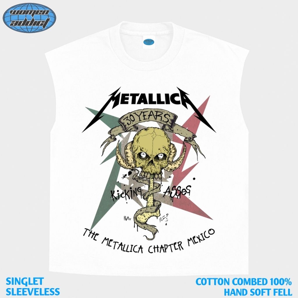 KAOS BAJU SINGLET METALLICA MEXICO | SINGLET PUTIH | SINGLET BAND | KAOS BAND | BAND METAL | LEKBONG
