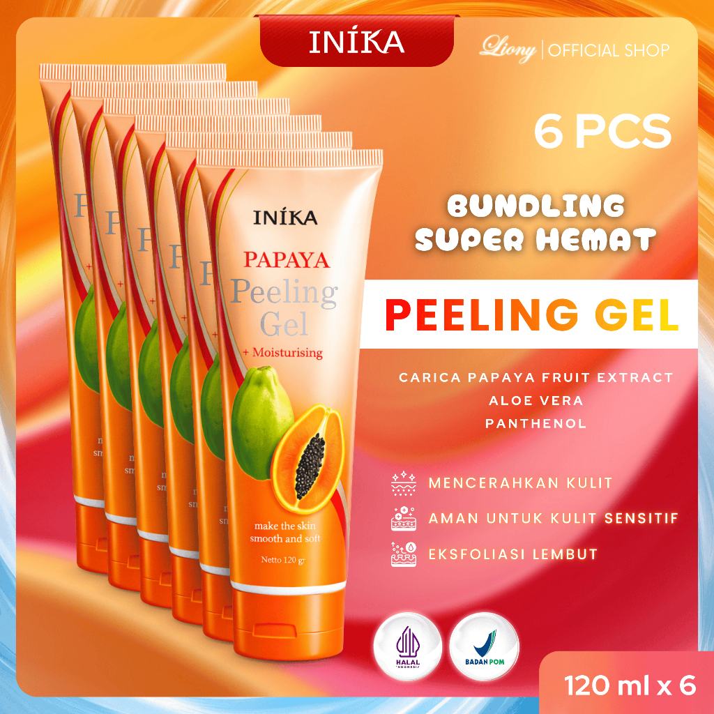 INIKA - Peeling Gel PAPAYA Exfoliating Aloe Vera 120gr ORI 100% Scrub Perontok Daki Perawatan Tubuh