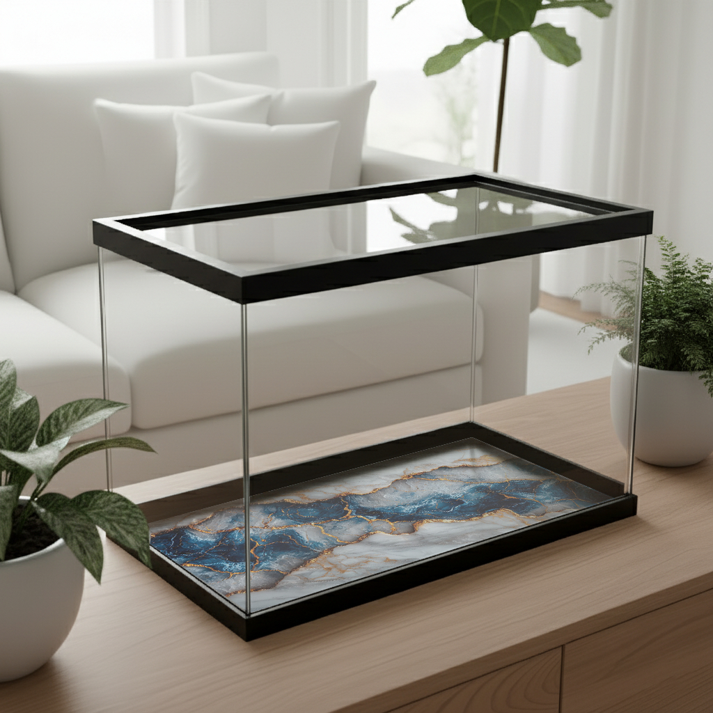 Background Aquarium Custom MARMER Dipasang di Balik Kaca Variasi Wallpaper Aquarium Premium Vinyl