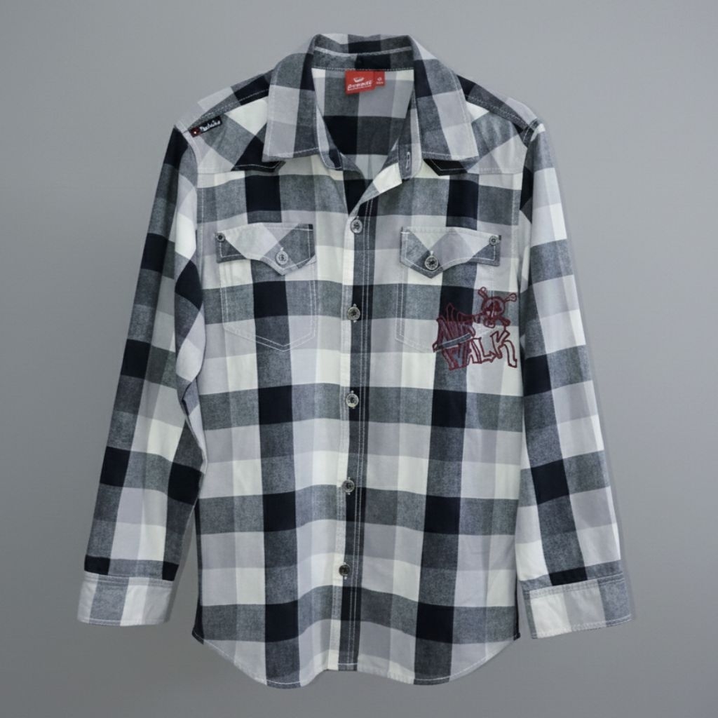 AIRWALK Kemeja Flanel Airwalk - Black Grey White Checkered