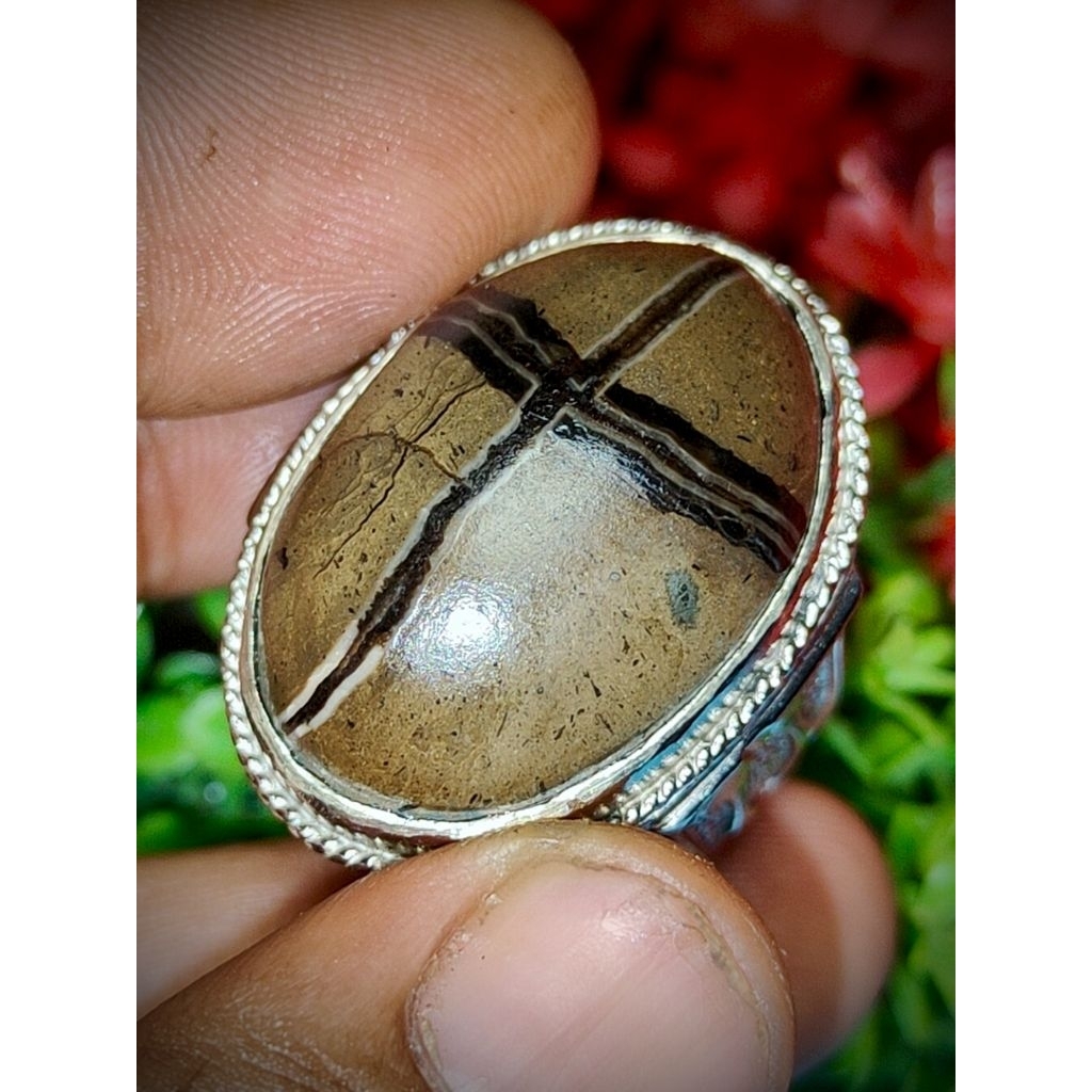 akik tapak jalak salib asli natural alami