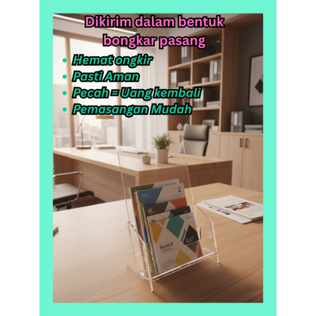 Tempat Brosur Bongkar Pasang A6 A5 Meja | Display Flyer Leaflet Kantor Toko Masjid