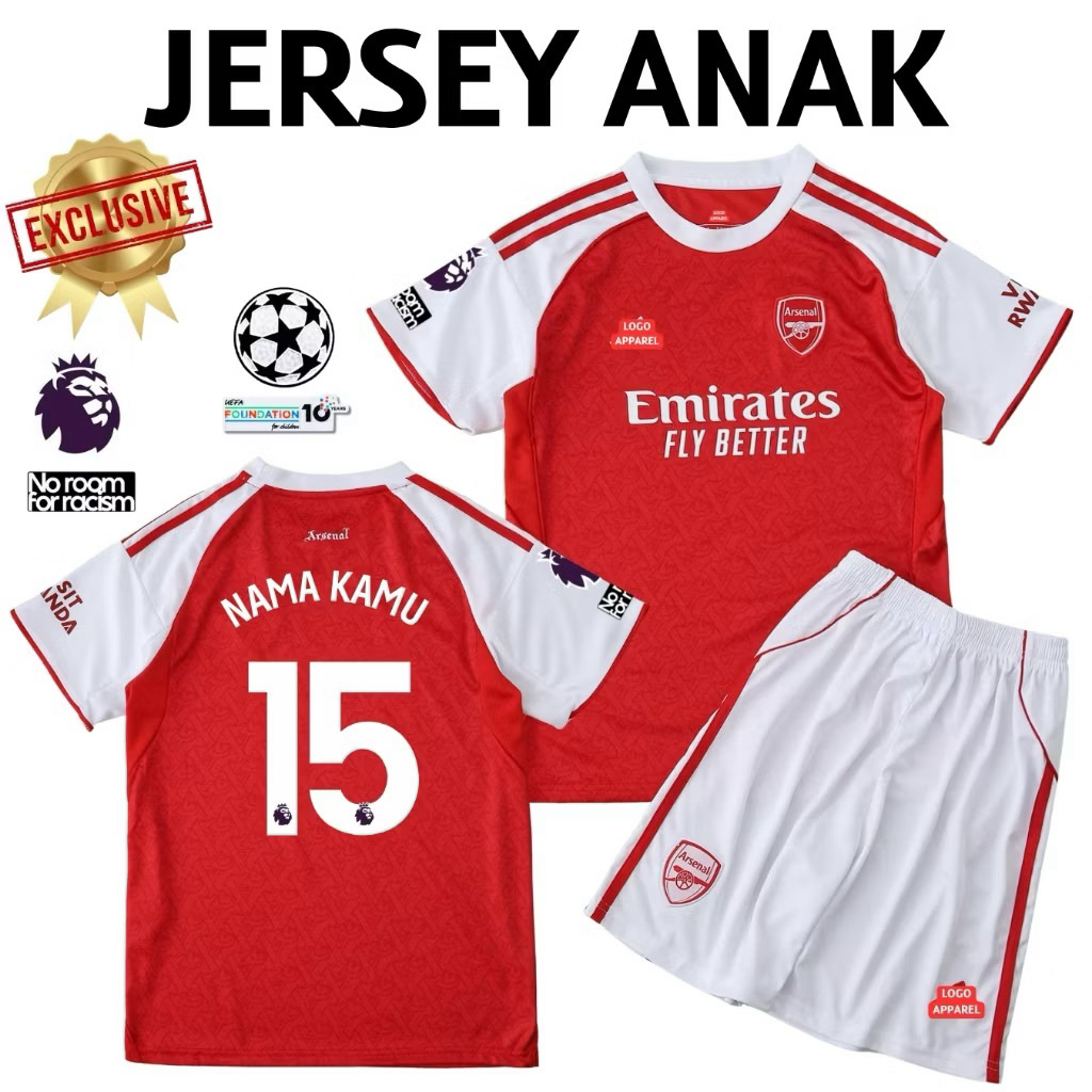 KIDS Jersey Arsenal Home 2025 2026 - Jersey Anak Arsenal Grade Original