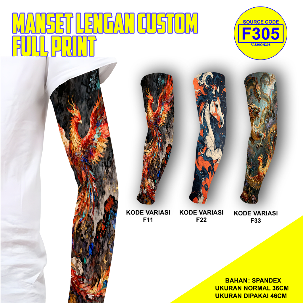 MANSET TANGAN TATO PRIA FULL PRINT 3D WANITA UNISEX
