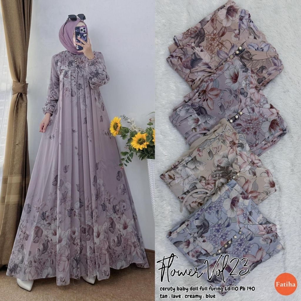 flower dress ceruty mewah brukat by fatiha gamis lebaran dress mewah gamis motif bunga gamis silk ga