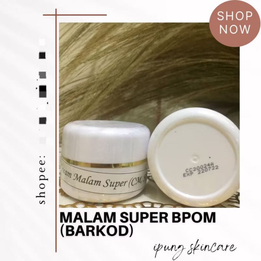 Night cream super cm Ipung BPOM Putih / cream malam ip super cm barcode