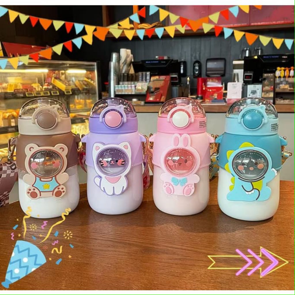 BOTOL MINUM ANAK KARKATER KARTUN LUCU FREE TALI DAN DUS BOX kode 133