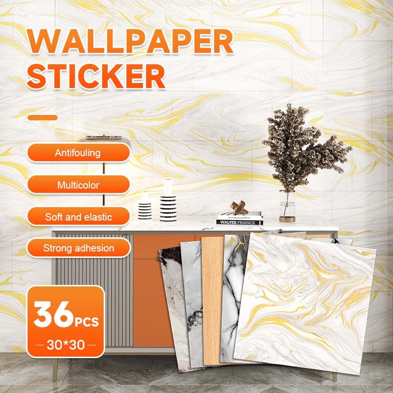 36 PCS Wallpaper Dinding Vinil Marmer 30X30Cm/Lantai Vinil Marmer Granit/Stiker Kabinet Marmer/Stike