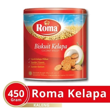 Roma Kelapa Kaleng 450gram biskuit kaleng kue roma kelapa